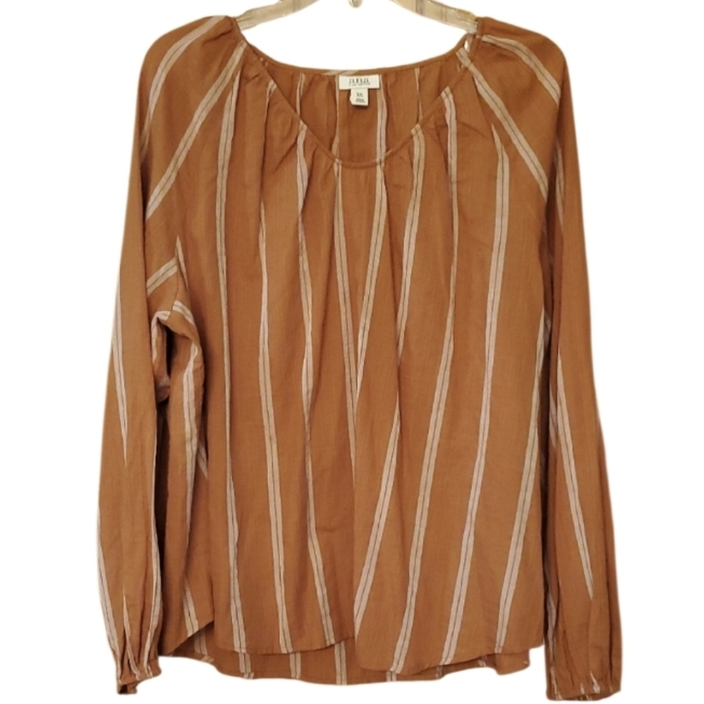 Ana Women's Striped‎ Boho Rust Orange Lightweight Top Size XXL